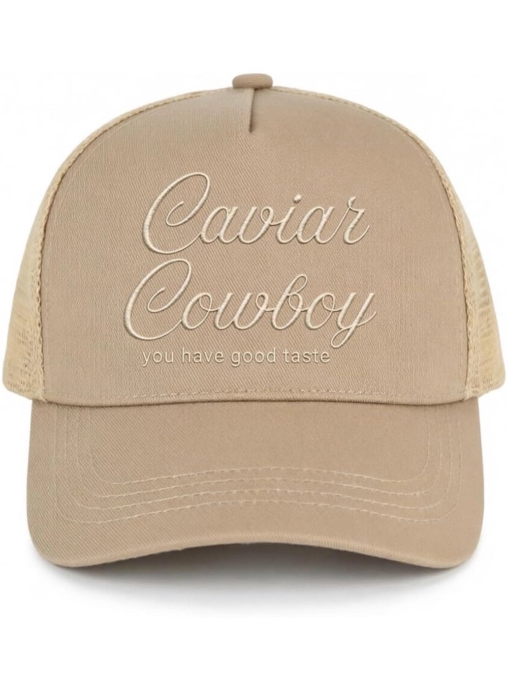 Caviar Cowboy Beige Trucker Hat